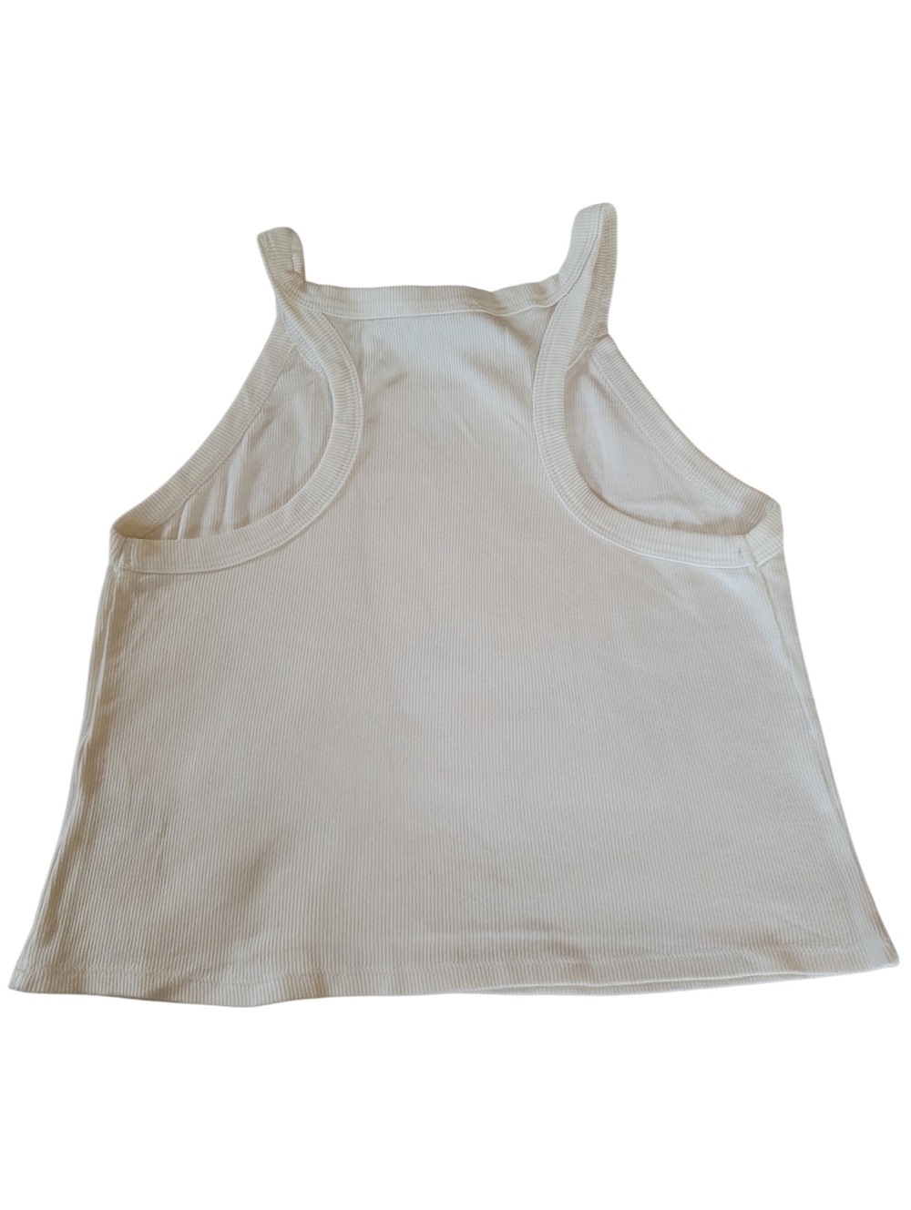 Open Edit Medium white Ribbed Crop Racerback Tank Top - Picture 2 of 7